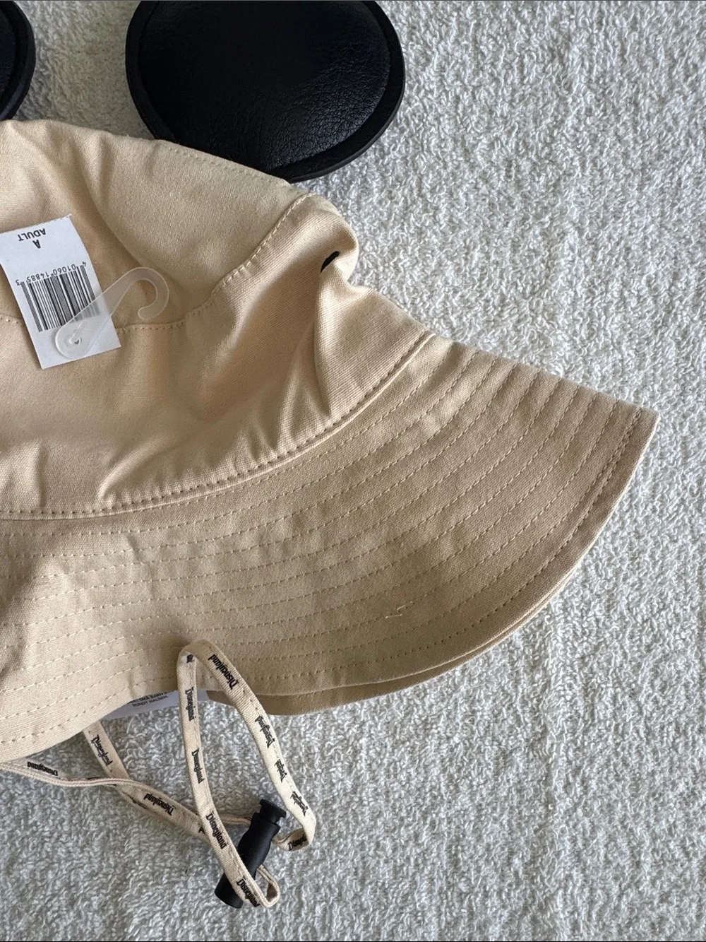 Disney Disneyland Beige Bucket Hat with Black Mickey Ears